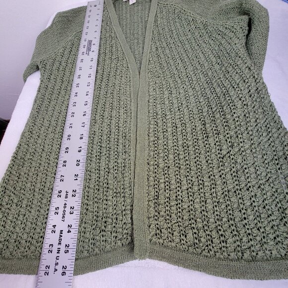 Coldwater Creek Women Open Front Textured Knitted Cardigan Sweater Small 8 Green - Picture 7 of 8